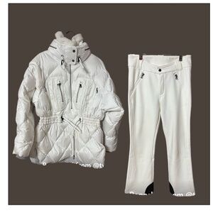 Bogner White Quilted Jacket And White Haze Ski Pants Set